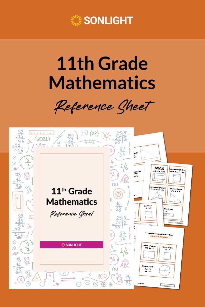 Eleventh Grade Math Formulas/Charts - FREE Download