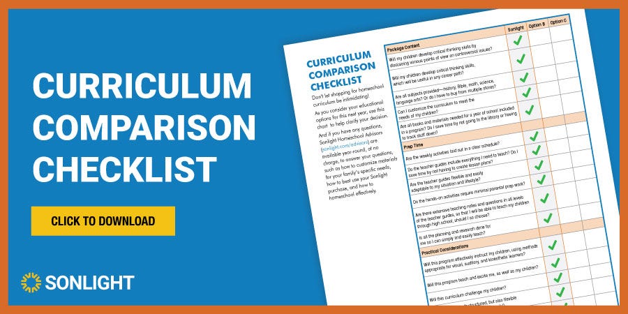 Homeschool Curriculum Comparison Checklist